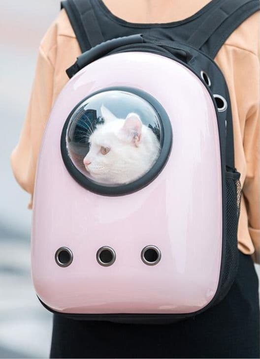 猫キャリーバッグ 宇宙船型透明窓付き猫用リュックキャリー