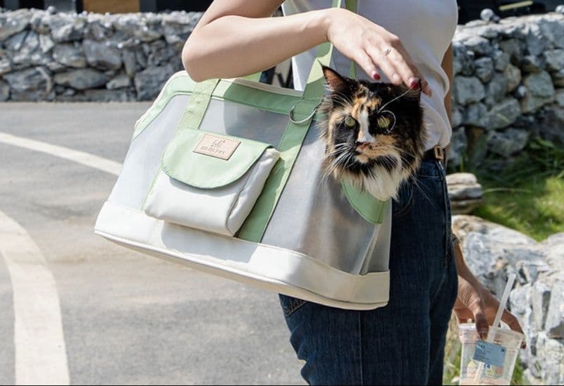 猫キャリーバッグ 透明窓付き通気性抜群猫用お出かけバッグ
