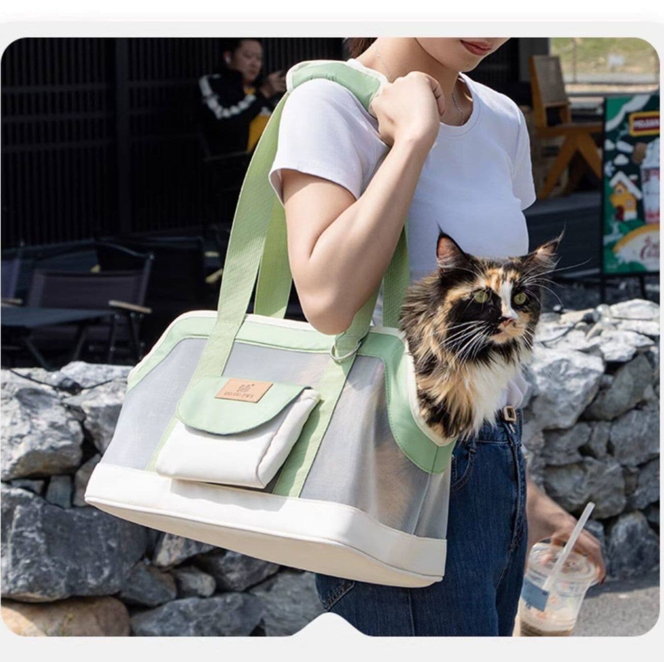 猫キャリーバッグ 透明窓付き通気性抜群猫用お出かけバッグ