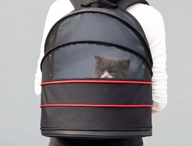 猫キャリーバッグ 拡張式二段構造リュック型ペットキャリー