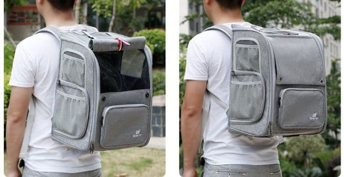 猫キャリーバッグ 多機能メッシュ窓付き猫用背負いキャリーバッグ