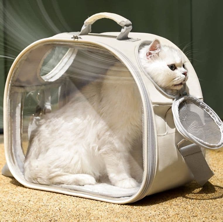 猫キャリーバッグ 透明窓付き丸型二用猫用移動鞄