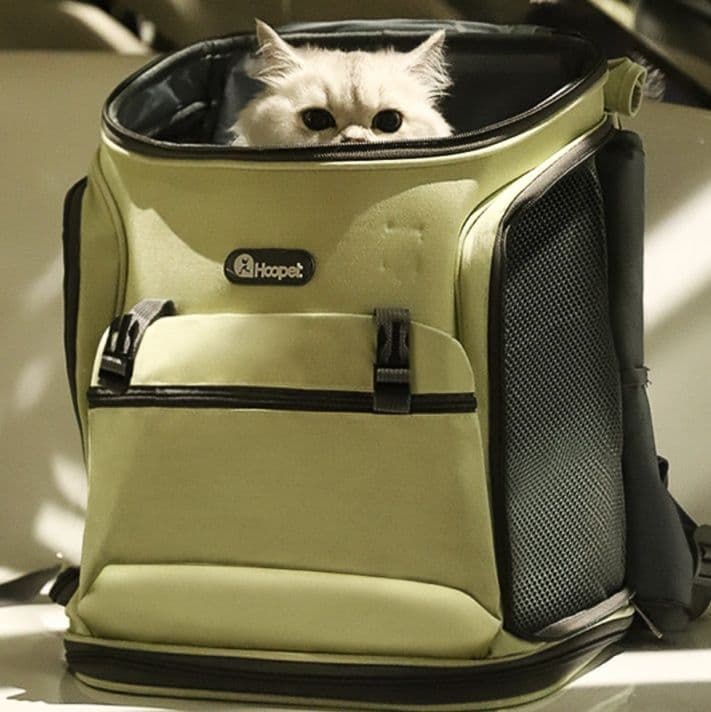 猫キャリーバッグ 拡張式メッシュ窓付き猫用リュック型キャリーバッグ