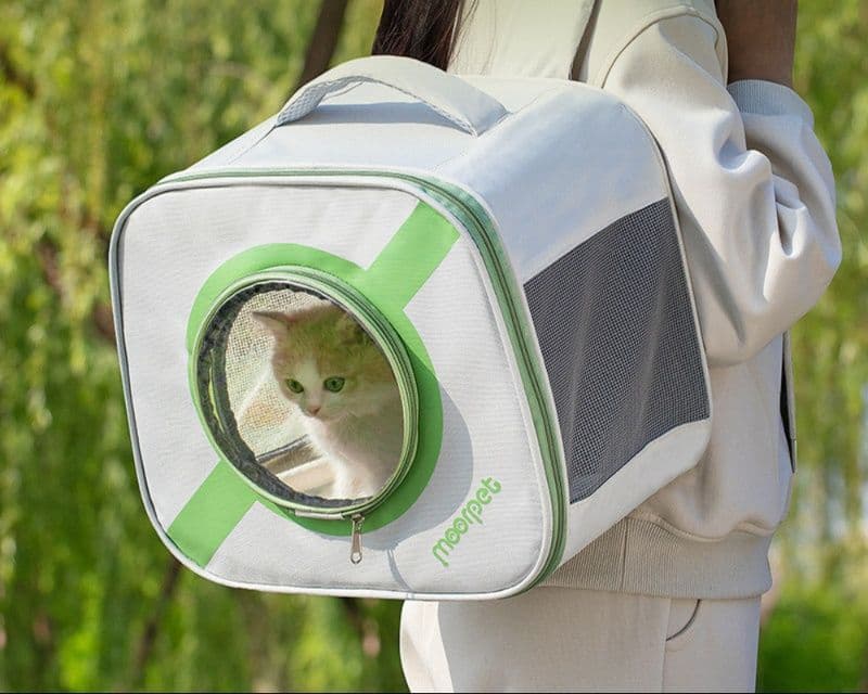 猫キャリーバッグ 透明窓付き通気性抜群猫用背負いキャリーバッグ