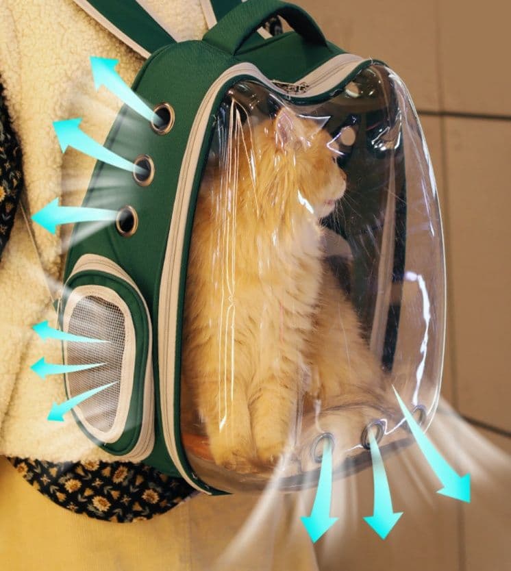 猫キャリーバッグ 全景窓付き宇宙船型猫用リュック式キャリー