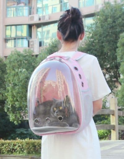 猫キャリーバッグ 透明ドーム型宇宙船風猫用リュックキャリー