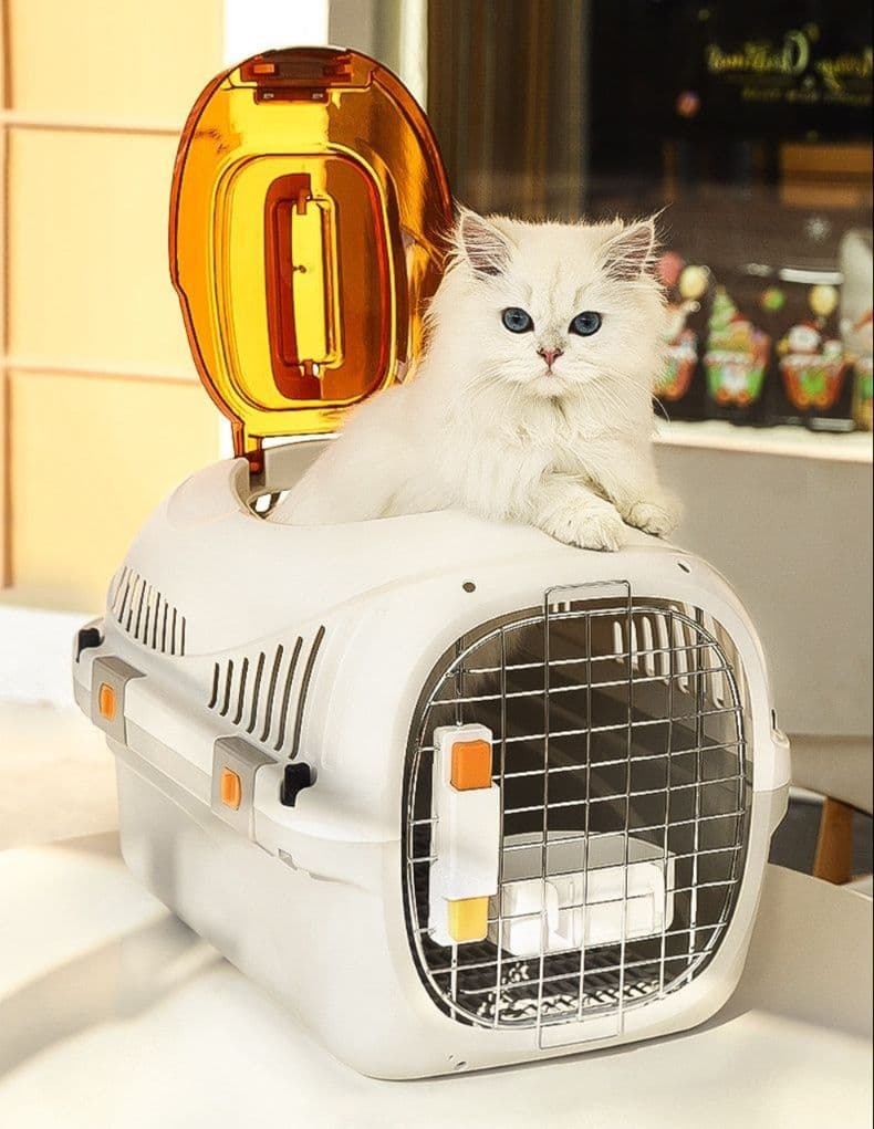 猫キャリーバッグ 上部開閉式天窓付き通気性抜群ハードキャリーバッグ