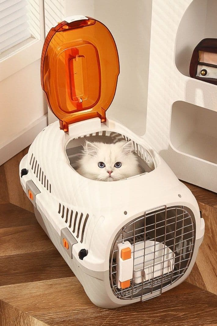 猫キャリーバッグ 上部開閉式天窓付き通気性抜群ハードキャリーバッグ