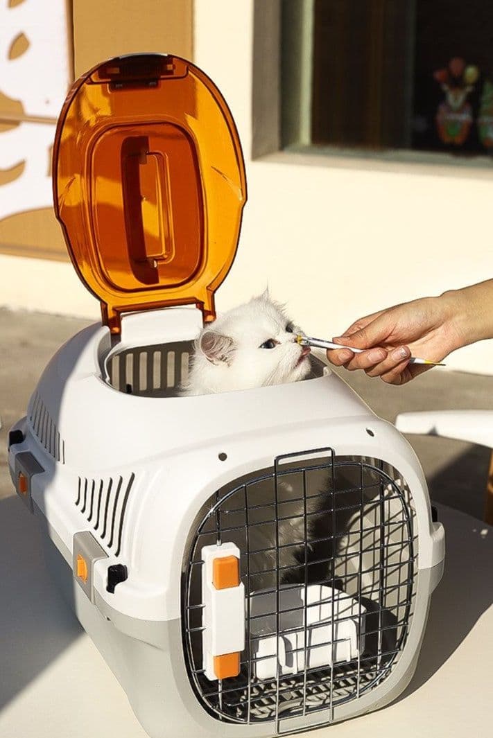 猫キャリーバッグ 上部開閉式天窓付き通気性抜群ハードキャリーバッグ