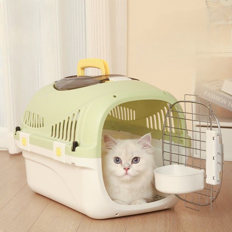猫キャリーバッグ 四面通気窓付き持ち運び便利猫用ハードキャリー