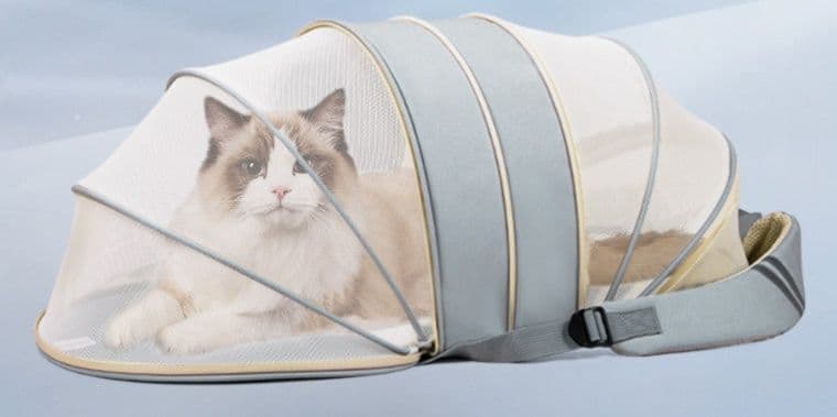 猫キャリーバッグ 拡張式通気性抜群猫用リュック型キャリーバッグ