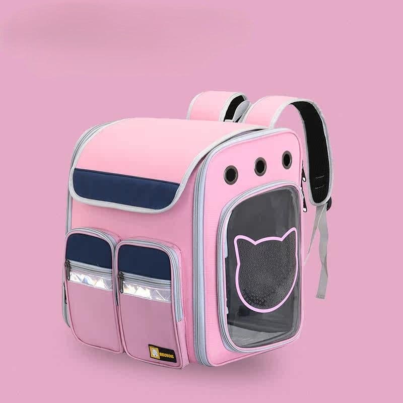 猫キャリーバッグ 透明窓付き多機能リュック型キャスター付き猫用キャリー