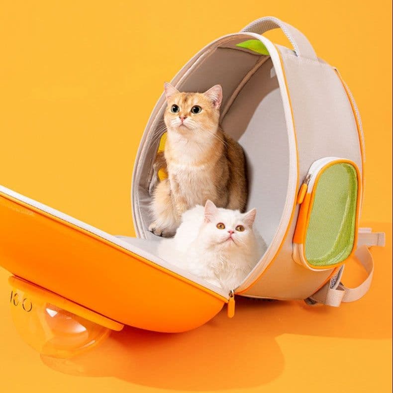 猫キャリーバッグ 果物モチーフ透明窓付き猫用リュック型キャリー