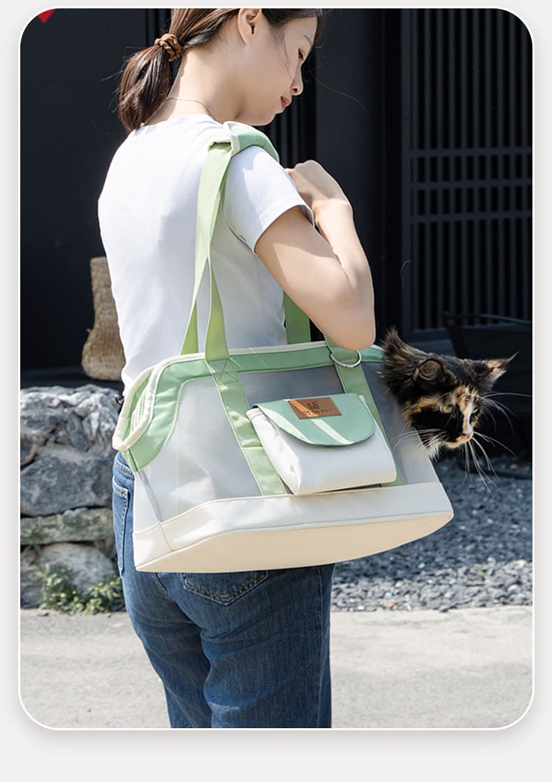 猫キャリーバッグ 透明窓付き通気性抜群猫用お出かけバッグ