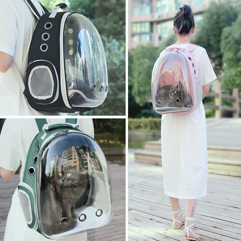 猫キャリーバッグ 透明ドーム型宇宙船風猫用リュックキャリー