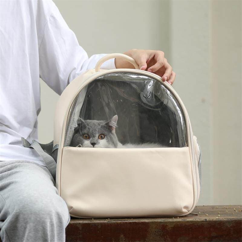 猫キャリーバッグ 透明窓付き猫用背負い式移動鞄