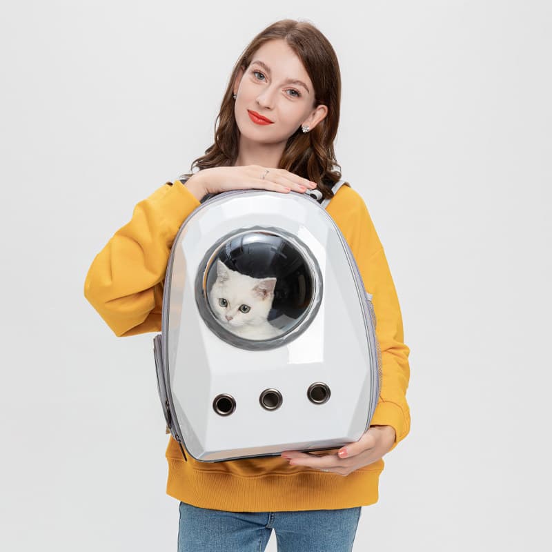 猫キャリーバッグ 宇宙船窓型透明ドーム猫用背負いキャリー
