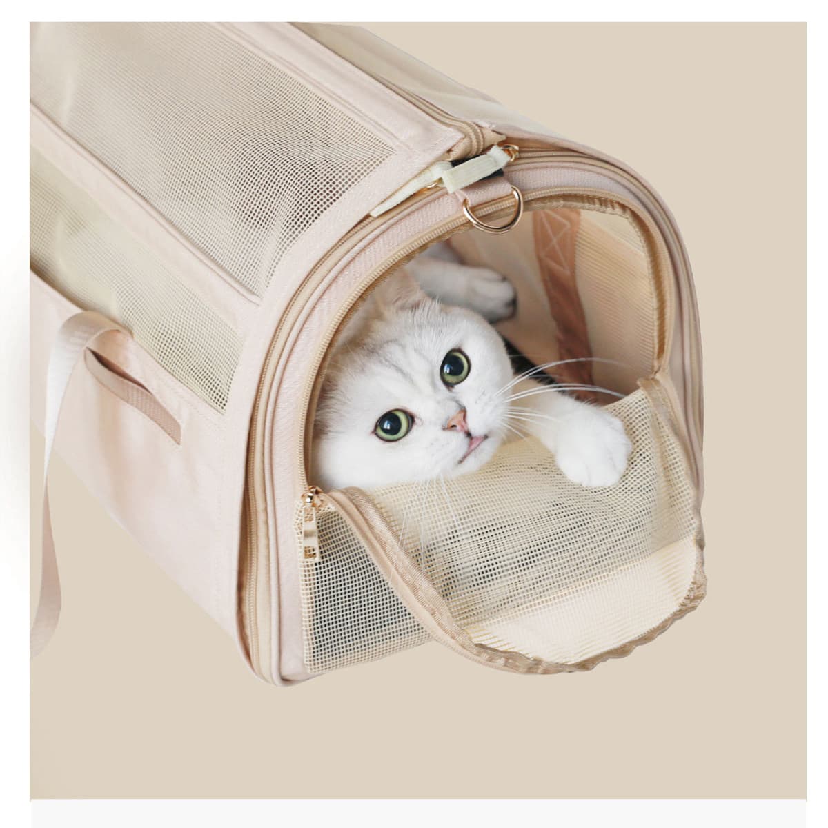 猫キャリーバッグ 通気性抜群メッシュ窓付き折りたたみ式猫用お出かけ鞄