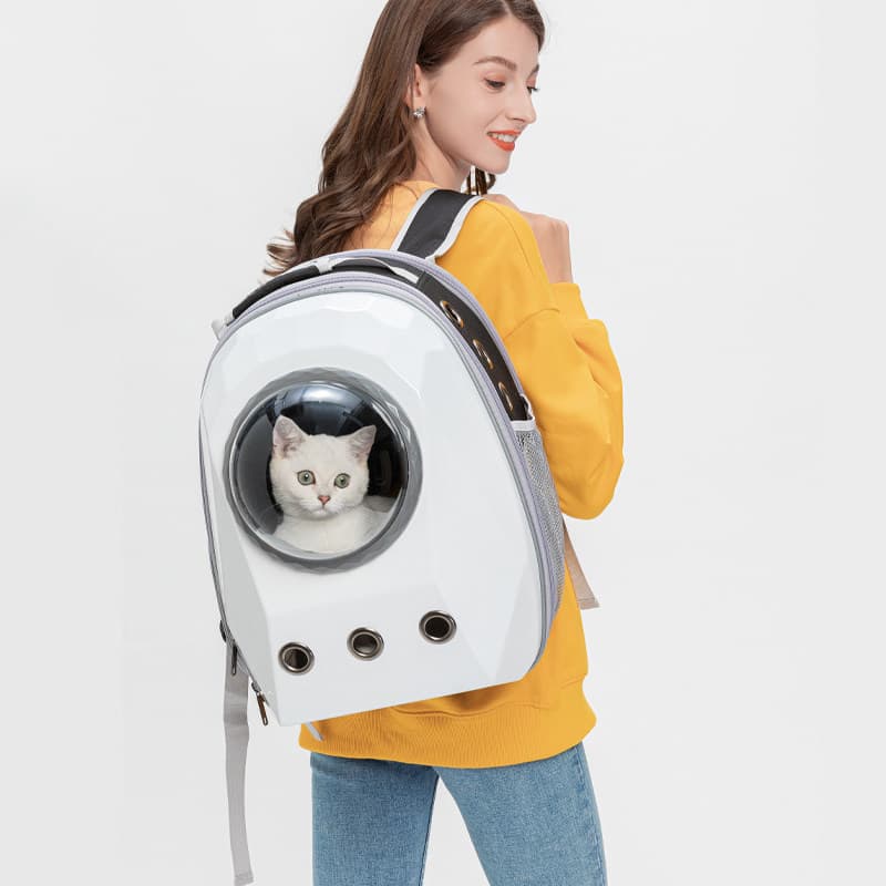 猫キャリーバッグ 宇宙船窓型透明ドーム猫用背負いキャリー