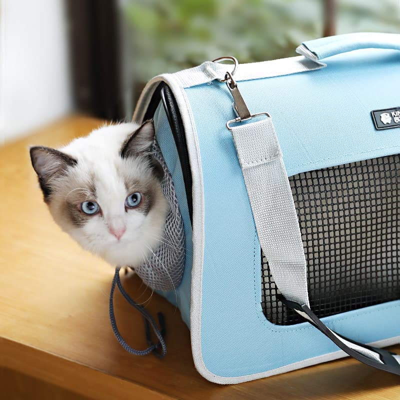 猫キャリーバッグ 通気性抜群メッシュ窓付き猫用ソフトキャリーバッグ